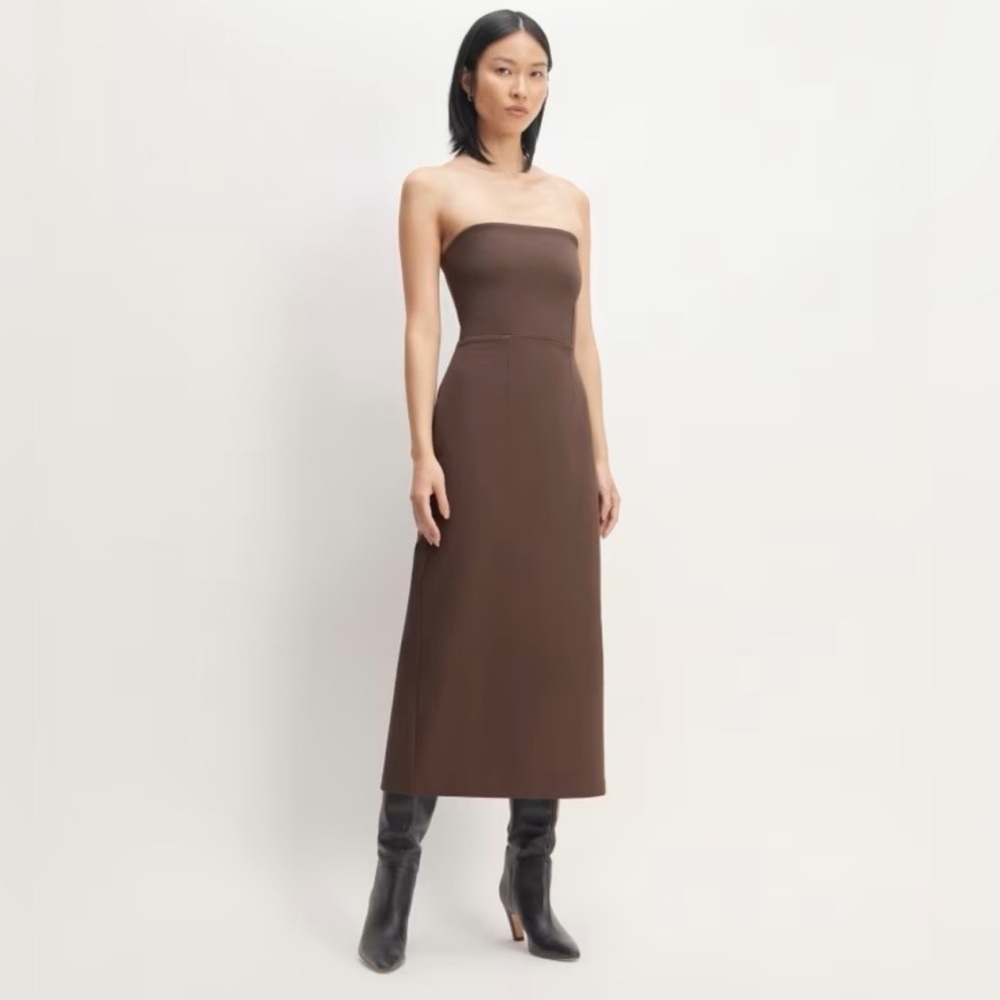 Everlane Dream Strapless Dress Fudge Brown NWOT